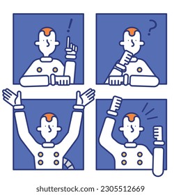 A simple icon set of a man in a space suit.