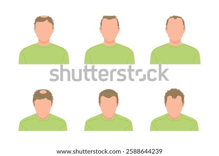 A simple icon set of a man with thinning hair seen from the front