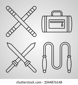 Conjunto de iconos simples de iconos de línea relacionados con las artes marciales
