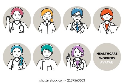 Simple icon set of medical workers