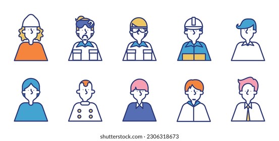 It is a simple icon set A of men of various occupations.