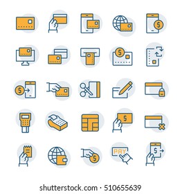 Simple icon set of pay items in line style. Vector symbols.