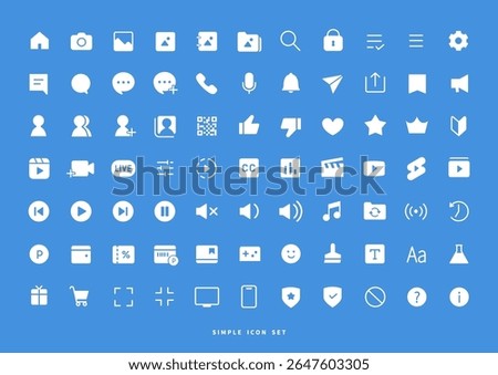 Simple icon set , pictograph , white  - SNS