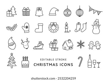 Simple icon set related to Christmas