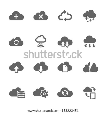 Simple Icon set related to computing cloud