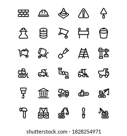 Simple icon set related to Construction on white background