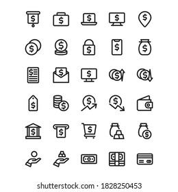 Simple icon set related to finance and business on white background