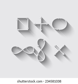 Simple Icon set related to Interface Arrows  with shadow on a grey background