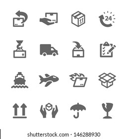 Simple Icon Set Related To Shipping And Logistics.