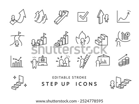 A simple icon set related to step-up