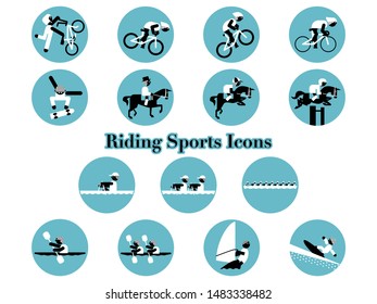 Simple Icon Set of Riding Sports