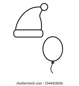 Simple icon set with Santa hat and balloon