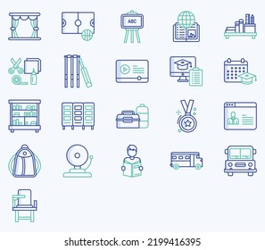 Simple icon set of School and academy Vector Line Icons. Contains such Icons as bag, book, Student, class, experiment and more web icons set. Collection of vector set. 512x512 Pixel Perfect.