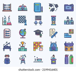 Simple icon set of School and academy Vector Line Icons. Contains such Icons as bag, book, Student, class, experiment and more web icons set. Collection of vector set. 512x512 Pixel Perfect.