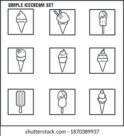 simple icon set of several kind ice-cream with editable stroke-create in adobe illustrator-you can use it for icon ,logo and motion graphic video