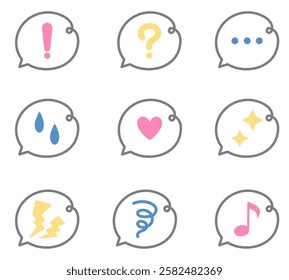 A simple icon set showing emotions in speech bubbles.