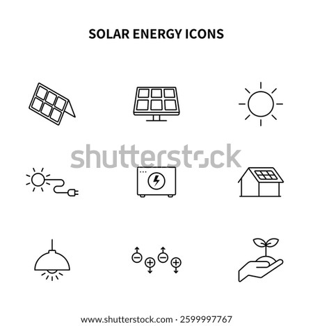 Simple icon set | Solar power generation and solar panels