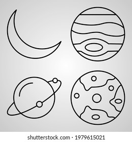 Simple Icon Set of Space Related Line Icons
