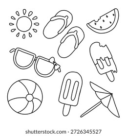 Conjunto de iconos simples de vacaciones de primavera