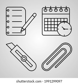 Simple Icon Set of Stationery Related Line Icons
