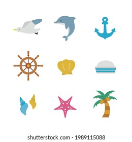 Simple icon set: Summer sea items