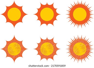 Simple icon set of sun
