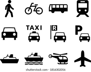 Simple icon set. Transportation icons.