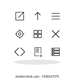 Sencillo conjunto de iconos en un estilo plano a la moda. Símbolo de interfaz básico para el diseño de su sitio web, logotipo, aplicación, interfaz de usuario Vector EPS 10. 