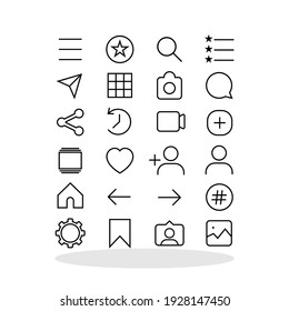 Simple icon set in trendy flat style. Basic interface symbol for your web site design, logo, app, UI Vector EPS 10.