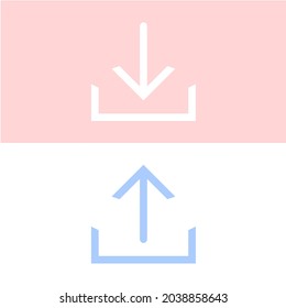 simple icon set upload, download with pastel colors