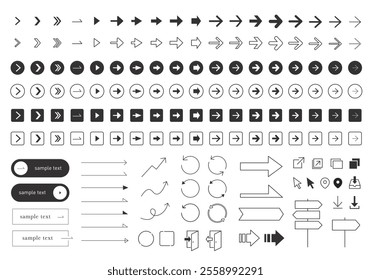 Simple icon set of various arrows