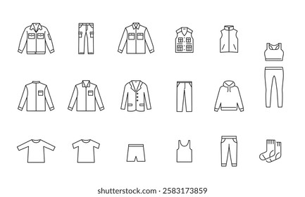 A simple icon set of various clothes, vector material