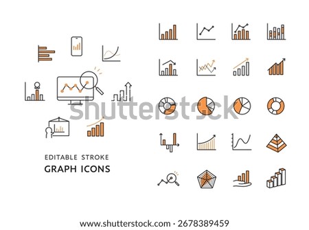 Simple icon set of various graphs