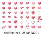 Simple icon set of various hearts