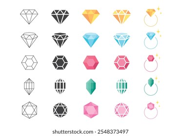 Simple icon set of various jewelry