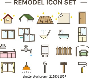 It is a simple icon set of various remodeling.