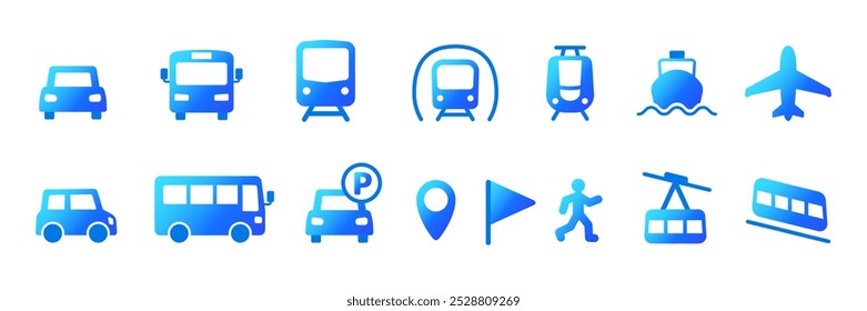 Simple icon set of vehicles