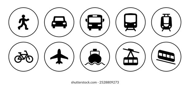 Simple icon set of vehicles