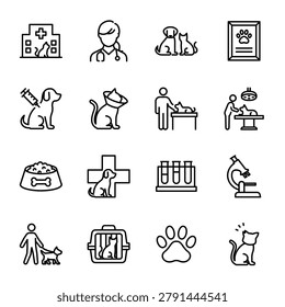 Simple Icon Set Veterinary Hospital, Veterinarian and Pets