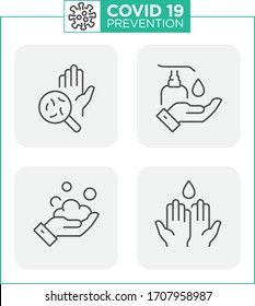 Simple Icon Set of Washing Hands to avoid the virus. Contains such Icons as Washing Instruction, Antiseptic, Soap and more. Pixel Perfect.