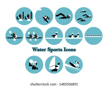Simple Icon Set of Water Sports