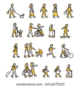 A simple icon set A of a wide variety of people.