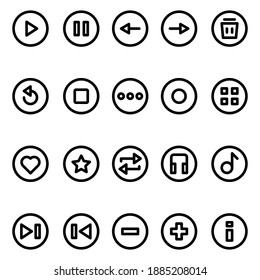 simple icon sets of music player button perfect for app, music player, user interface, multimedia, etc. editable stroke