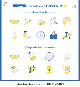 simple icon sets : prevention of covid-19 (corona virus) : flat vector illustration