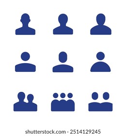 Conjuntos de ícones simples, usuários, grupos