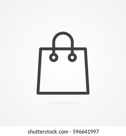 Simple icon of shopping bag isolated on white background.