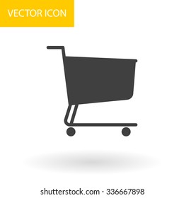 Simple icon shopping carts on white background. Circle and square buttons. Flat design Vector illustration