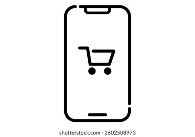 Simple icon of shopping and electronic payment by smartphone