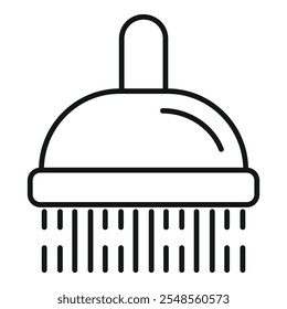 Icono simple de un cabezal de ducha rociando agua, perfecto para diseños minimalistas relacionados con la higiene y los baños