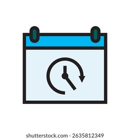 Simple icon showing a clock on a calendar, suitable for apps related to time management, deadlines, or appointments.